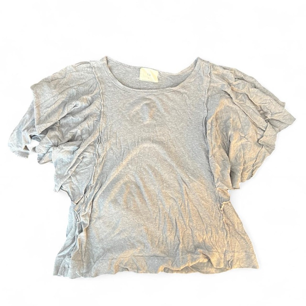t.la by Anthropologie Ruffle Sleeve Top in gray S